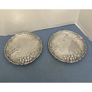 Arthur Court Signature Silver Cast Aluminum Grape Patterned 8" Plate - Set of 2
